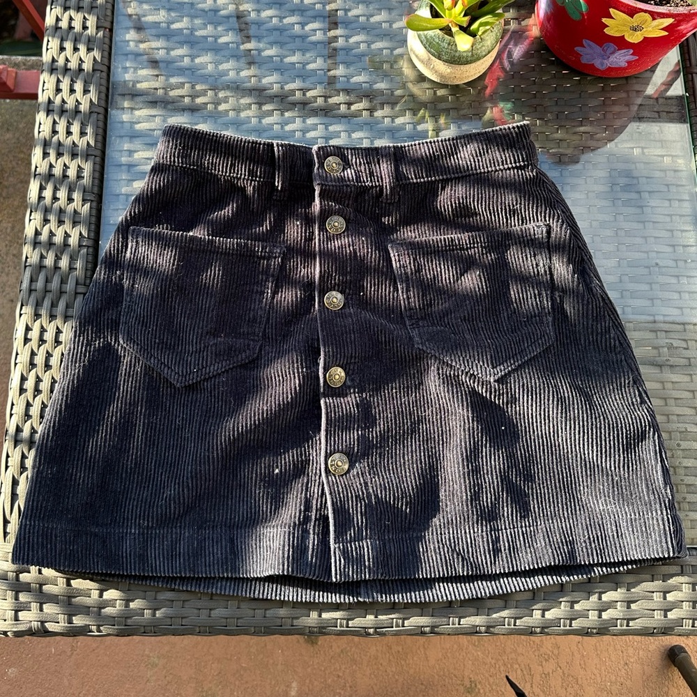 Black corduroy mini skirt